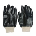 Schwarze PVC-Handschuhe. raues Finish. Handgelenk stricken