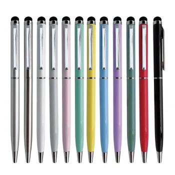 Hot Sale Metal Slim Twist Ballpoint Pen with Stylus Touch Laser Engraving