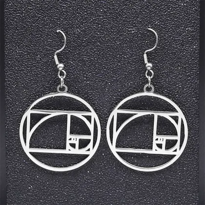 Fibonacci Sequence Golden Ratio Dangle Earrings Stainless Steel Geometric Jewelry