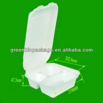 8 inch 3 parts biodegradable Sugarcane bento box