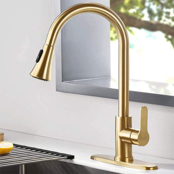 Brushed Brass Kitchen Faucet Water Tap