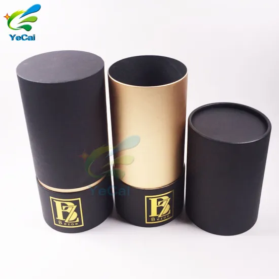 High quality black art paper perfume gift packaging tube box , wholesale custom printing gift box tube