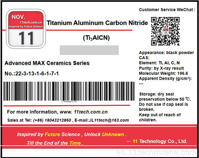 Polvo de metal de transición de transición bidimensional TI3ALCN