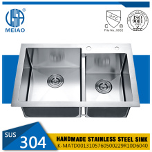 Tenggelam Double Bowl Bowl SUS304 Topmount Kitchen Topmount