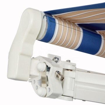 Competitive cost aluminum wall fixed electrical roof mounted folding arm awning white folding arm bars