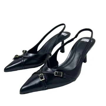 2024 Summer Fashion ZA High Heel Sandals for Women - Black Designer Slingback Thin Heeled Pointed Shoes