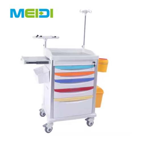 Hospital ABS Emergency Crash Cart Medical Trolley with Drawers