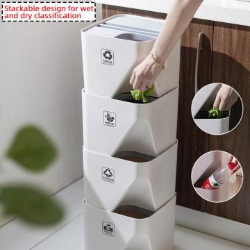 Stacked Sorting Trash Can Recycling Bin Kitchen Trash Can Household Dry and Wet Separation Waste Bin Garbage Bin for Bathroom
