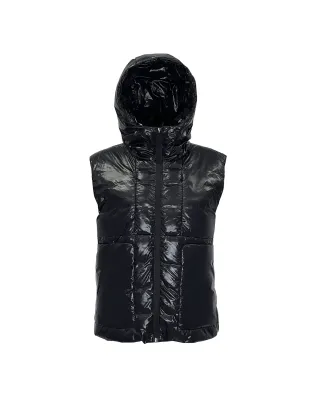 Black hooded down vest