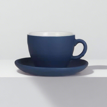 Ceramic Cappuccino Cup and Saucer with Custom Logo - Matte Finish Coffee Shop Essentials
