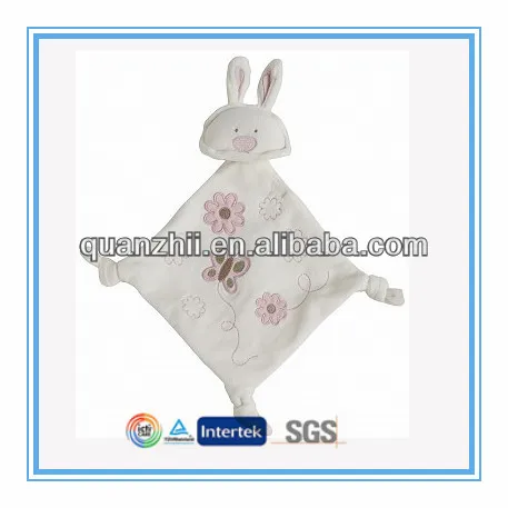Baby blanket with plush bunny toy