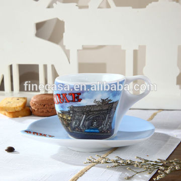 Napoli Gift Collection 230CC Hyper White Porcelain Italitan Coffee Cup and Saucer of Rome