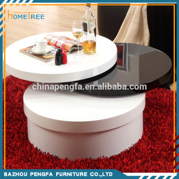 Hot Sale High Gloss Swivel Coffee Table, Round Tea Table, Small Teapoy