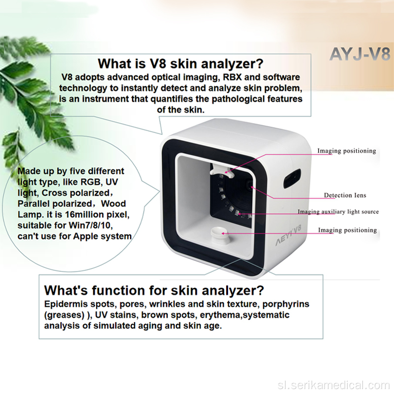 Prenosna 3D digitalna pigmentacijska naprava za analizator kože