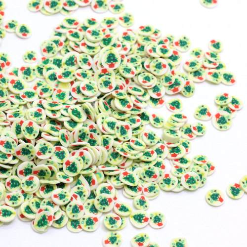 Großhandel 5MM Polymer Slice Polymer Caly Runde Scheibenform Streusel mit Miniatur Weihnachtsbaum für Schleim und Nagel Kunst