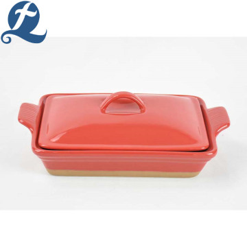 Ceramic Baking Handle Stoneware Bakeware With Lid