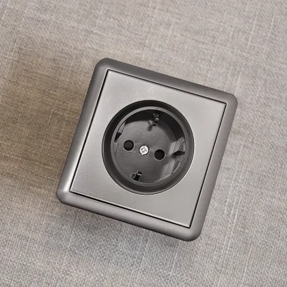 German Metallic Grey Kitchen Schuko Plug 16A Wall Socket