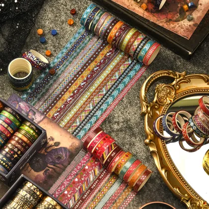 Wholesale Geometric Washi Tape 36 Rolls/Box - DIY Decorative Self-Adhesive Tape