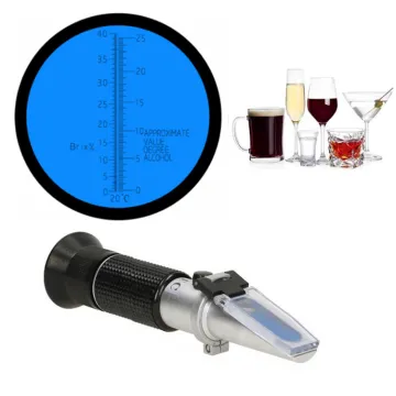 Hand-Held Grape Wine Refractometer for Red Wine Brewing (0-25% Vol and 0-40% Brix) - Pure Aluminum Style