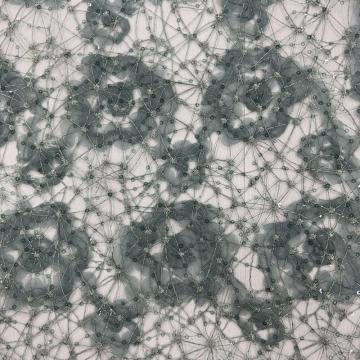 3D Design With Sequins Embroidery On Mesh Fabric