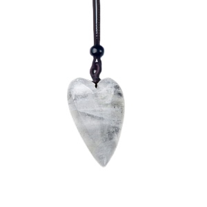 Clear Crystal 25x40mm Love Heart Pendant Necklace Adjustable Rope Chain