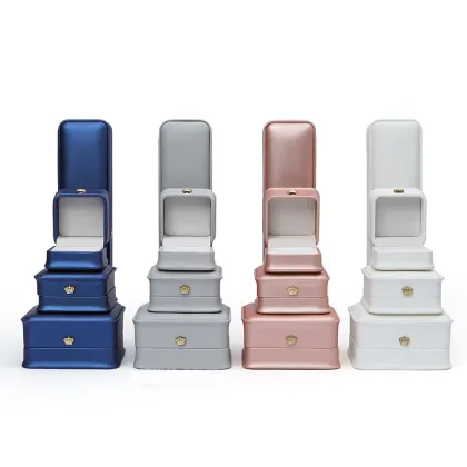 Elegant Rose Gold Crown Pu Leather Jewelry Box