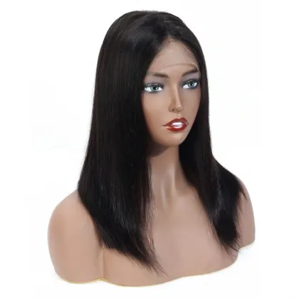 Frontal wig synthetic wig  natural peruvian hair wig