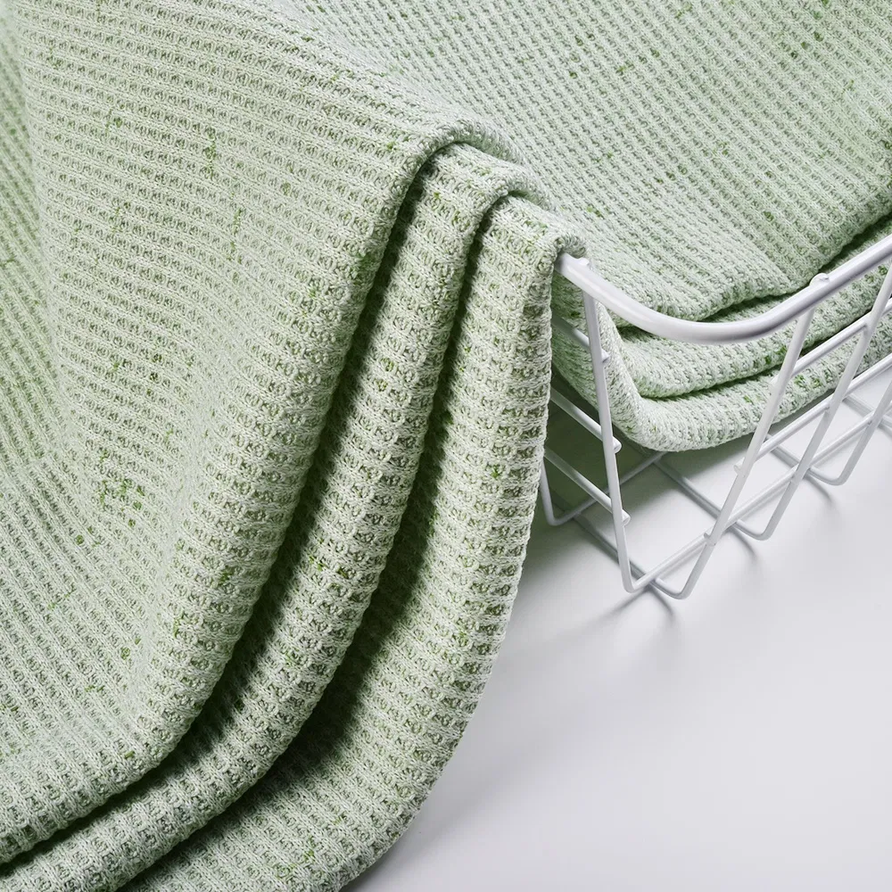 ผ้าวาฟเฟิลโพลีเอสเตอร์สแปนเด็กซ์ระดับพรีเมียมสำหรับชุดนอนที่สวมใส่สบาย