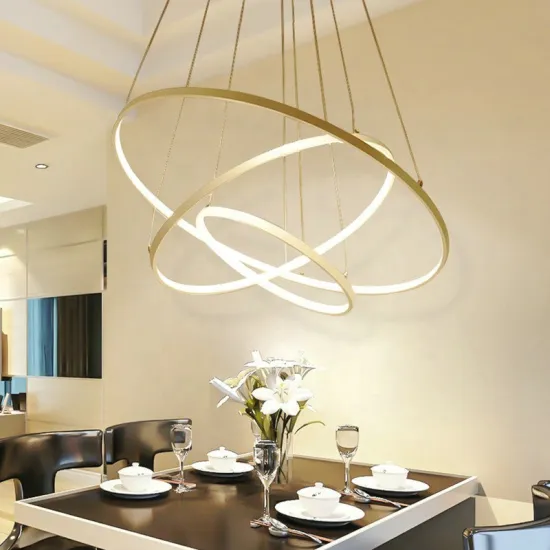 Hlinear L4025-C-I-D640 Linear Circle Inner Light Round Pendant Light Opal Dining Room Living Room Home Chandelier Lighting