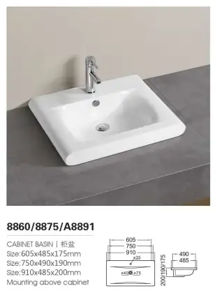 Bathroom Chaozhou Top Sanitary Ware Cabinet Basin 9060