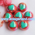 Круглые пластиковые массивные бусины 20 мм AB Bubblegum Heart Beads