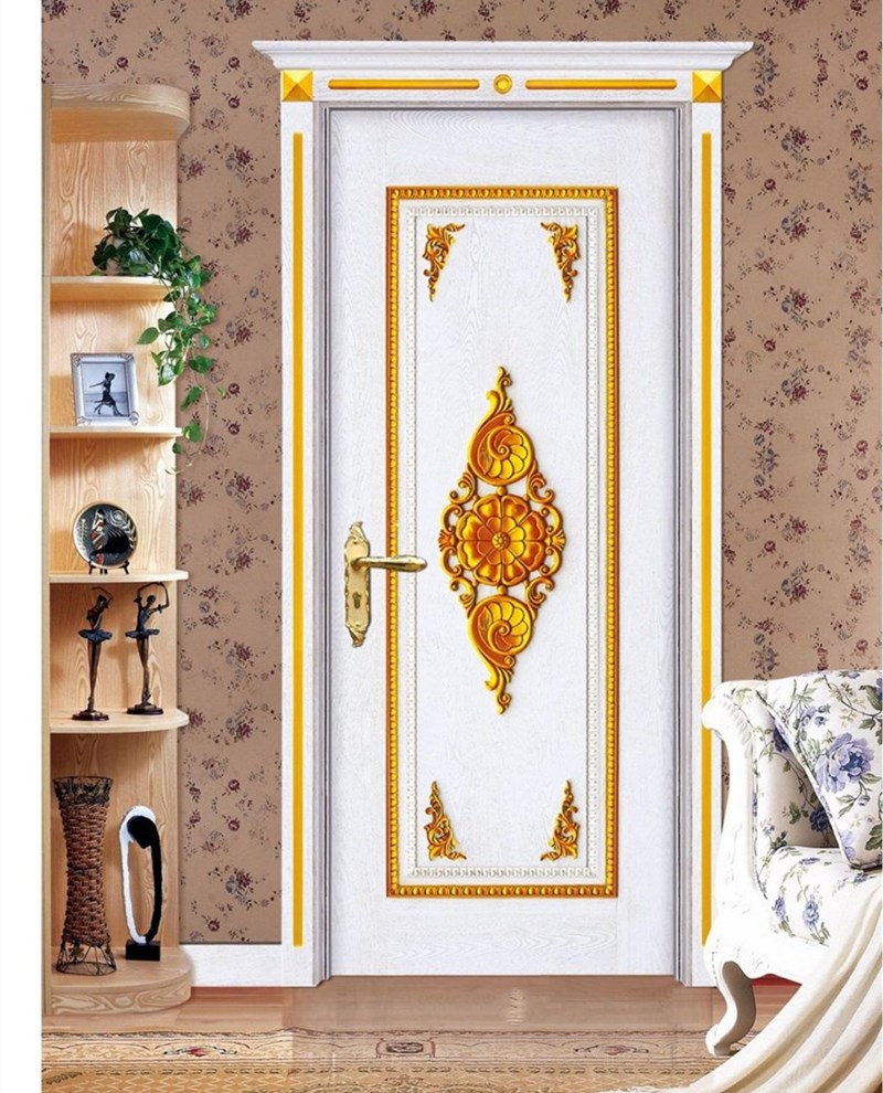 White Gold Color Solid Wooden Door, High Quality White Gold Color Solid ...