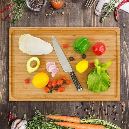 JOYWAVE Thickened Heavy Duty Bamboo Butcher Block Chopping Board - Large Kitchen Cutting Board Wholesale