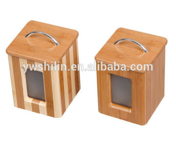 Hot Sales Bamboo spice jar with handle