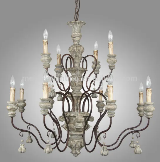 New design wood beaded chandelier incandescent luminaire chandelier