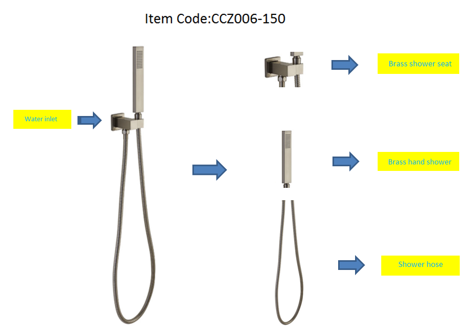 High-end handheld shower set for hotel shower room