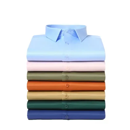 High Quality Silk Cotton Customizable Men's Private Label OEM Dress Shirts