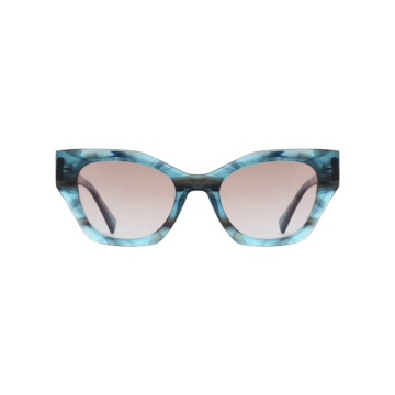 Frauen trendy polarisierte schlanke Katzenaugen -Acetat -Sonnenbrille