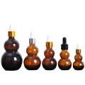 Gourd essential oil flat amber glass dropper bottles