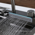 Digital Display Honeycomb Technology Farmhouse Raindance Waterfall Kitchen Sink with Cup Washer in Stainless Steel