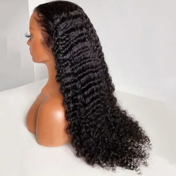Unprocessed Virgin Human Hair Wig Deep Wave Afro Kinky Curly Wig Human Hair