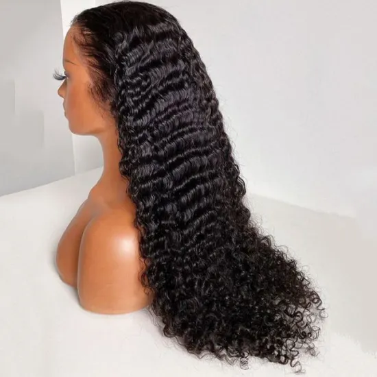 Unprocessed Virgin Human Hair Wig Deep Wave Afro Kinky Curly Wig Human Hair