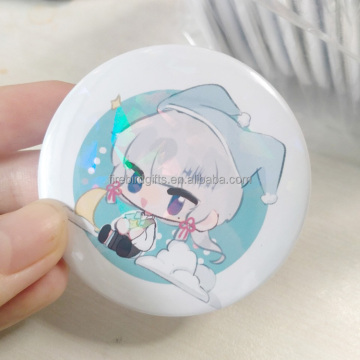 Custom Japanese Anime Tin Badges with Holo Effect (45mm, 58mm, 75mm)