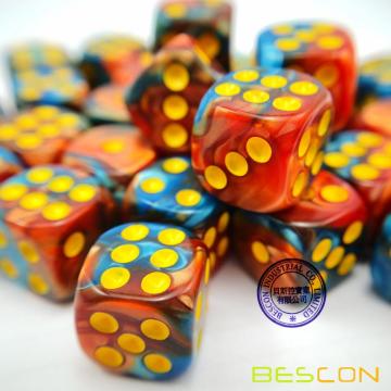 Bescon D6 12мм 36шт. Набор, 12мм, шестигранный кубик (36), блок кубиков, разные цвета близнецов, джунгли