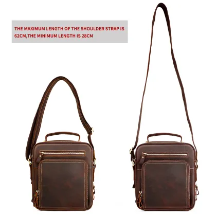 Vintage Leather Crossbody Bag for Men