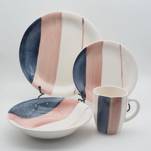 Set di cena in ceramica in stile dipinto a mano, set di stoviglie in grestra, set di stoviglie colorate
