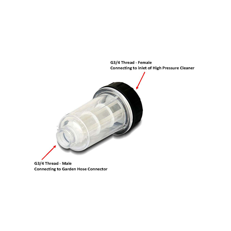 Wasserfilter für die Druckreiniger 3/4 Weibchen und 3/4 männlicher Faden