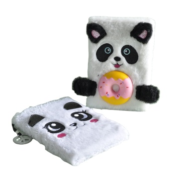 Hot Selling Cute Panda Furry Lined Journal Notebook