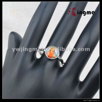 2012 New design golden plated with enamel picture religious ring