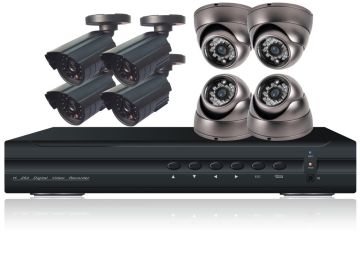 6 Series Ntsc / Pal 4ch Real Time H.264 Dvr Camera Kit With Weatherproof 24 Ir Leds Cctv Dome Camera